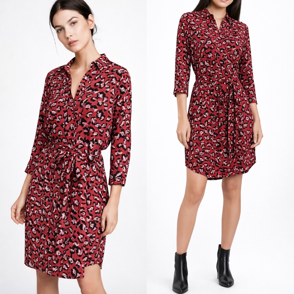 NY&C Floral Shirt Dress • Belted • 3/4 Sleeve • Small